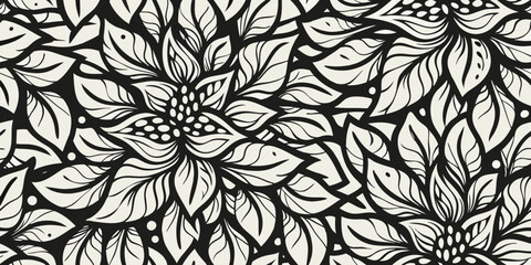 Obraz premium Black and white floral pattern a high contrast decorative design