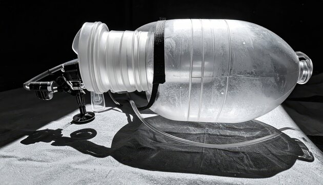 Close-up view of a manual resuscitator Ambu bag, a crucial medical device for emergency ventilation