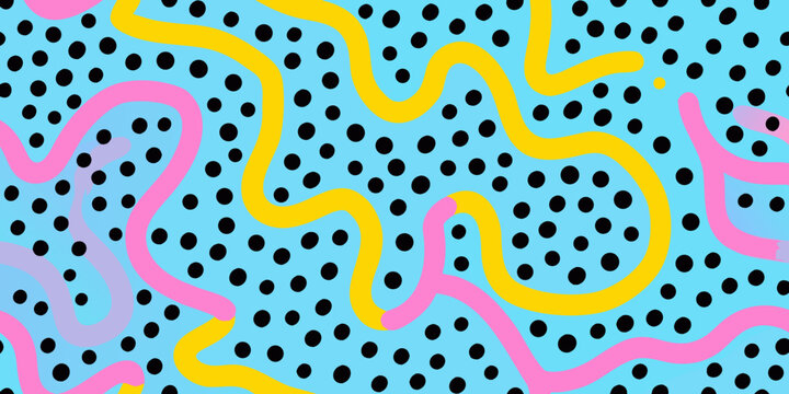 Abstract wavy pattern with polka dots in vibrant pop art style