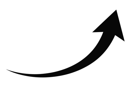 Black curve arrow icon on transparent background in flat style for website, logo, app, and UI design.