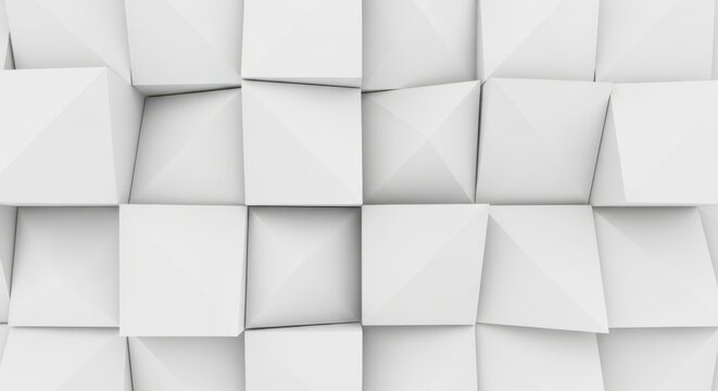 Abstract white geometric cubes pattern background
