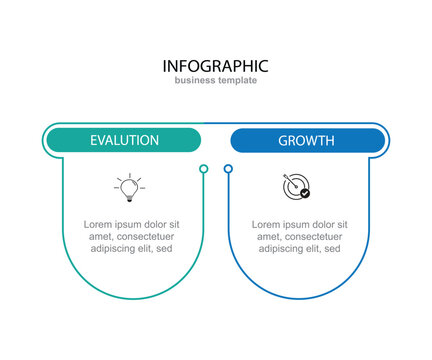 business infographics options banner with 2 steps