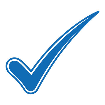 Blue check mark icon isolated on transparent background for approval, verification, and confirmation interface design.