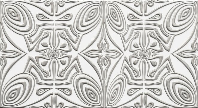 Abstract geometric pattern with embossed texture, isolated on white background
