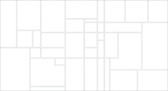 Abstract geometric pattern of rectangles and squares isolated on white background
