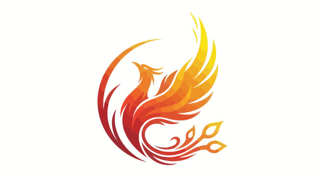 Vibrant gradient phoenix bird logo design illustration. Stylized mythical firebird icon representing rebirth, strength, and power.