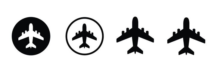 Airplane silhouette icon set, aviation aircraft symbols © Ayat04