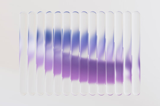3D frosted gradient bars with purple and blue blur