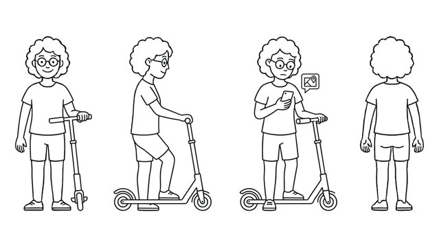 Person riding electric scooter using navigation app looking at phone screen.