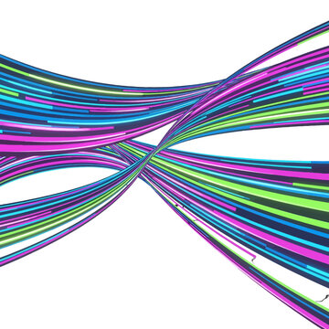 Abstract colorful flowing lines on a clean white background surface