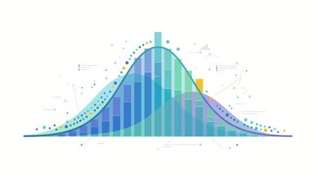 Abstract Data Visualization Bell Curve with Normal Distribution Bar Chart Elements
