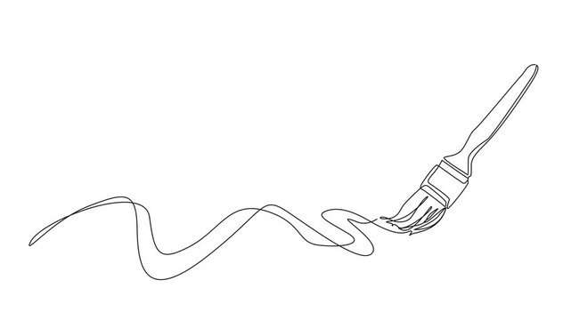 animated continuous line drawing of paintbrush, art, creativity and renovation line art animation