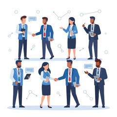 Obraz premium Diverse business team meet ups and team work agreement illustrations