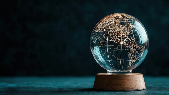 Cracked financial crystal ball with dimming glowing charts, failed prediction metaphor