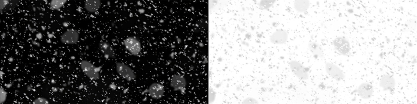 Falling snowflakes winter effect overlay with soft focus particles isolated on transparent background for design.