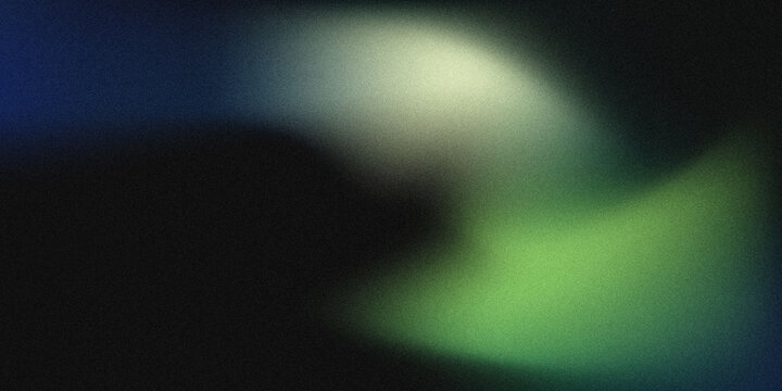 Abstract green and blue neon glow waves with blurred motion on dark background futuristic gradient light texture design