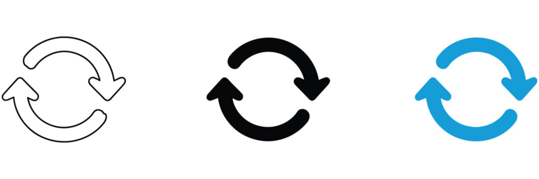 Circle arrow icon set with refresh reload symbols, recycle signs, and repeat round arrow vector illustration.