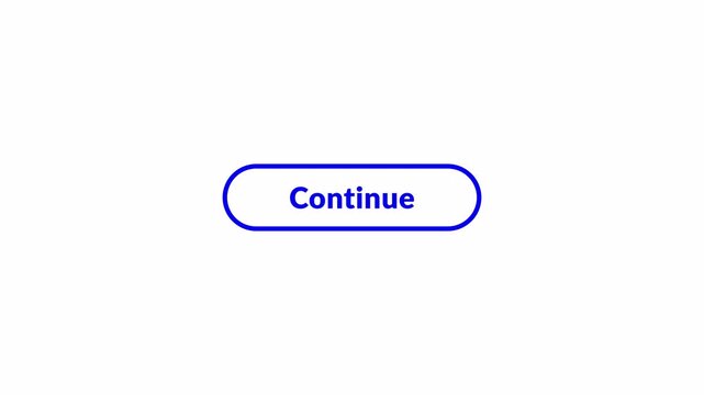 Dynamic 'Continue' button for interactive user interfaces on transparent background. Engaging  element conveying progress, crucial for digital platforms and user engagement in 4k  with Alpha channel