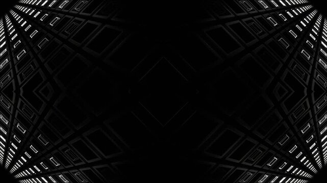 White Neon Light Squares in Grille Kaleidoscope Background VJ Loop in 4K