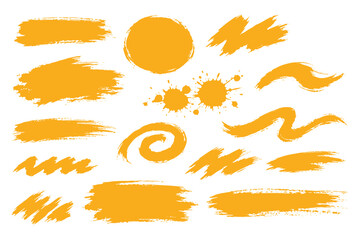 Obraz premium Collection of vector paint brush strokes, hand drawn brush stroke textures set