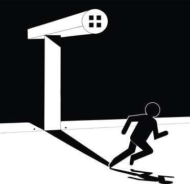 Person running away from surveillance camera at night