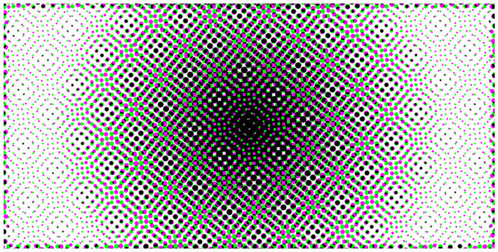 Abstract halftone dots background with neon green and pink pop art style vector  Creative moire effect pattern with colorful halftone c