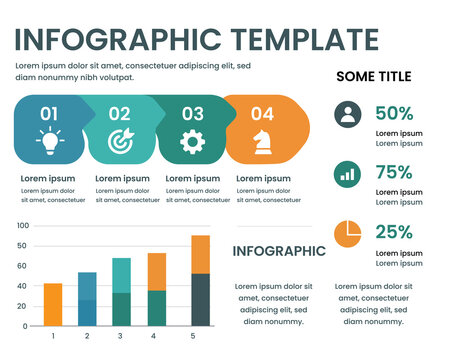 Premium Corporate Infographic Template Vector with Data Visualization Elements and Modern Workflow Design