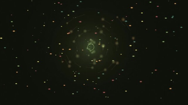 Abstract Light Orbs Spinning in Dark Space