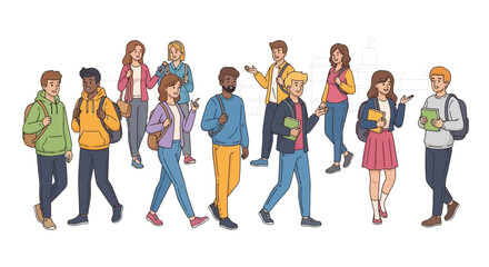 Obraz premium Diverse Students go to Education. College Community.