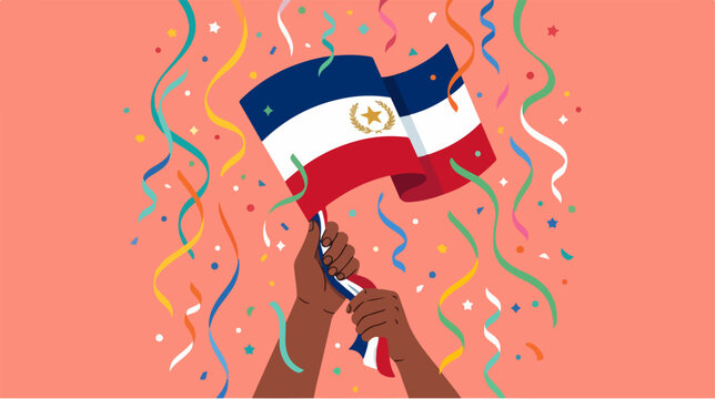 Paraguay Flag in Hands Celebration.