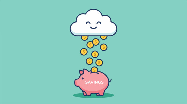 Piggy Bank with Money Rain.