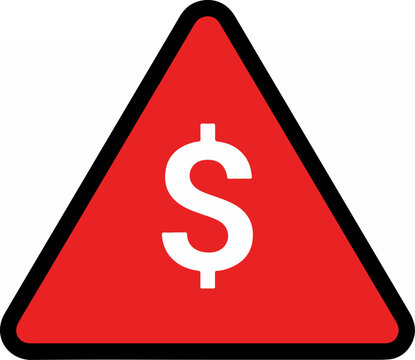 Red Triangle Dollar Sign Warning.