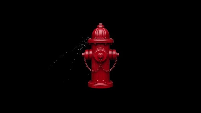 Red fire hydrant leaking water