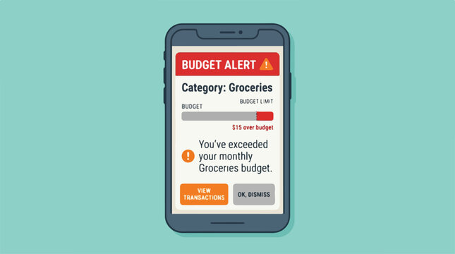 Smartphone Budget Alert Notification.