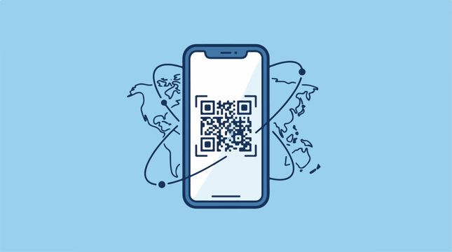 Smartphone with QR code on screen.