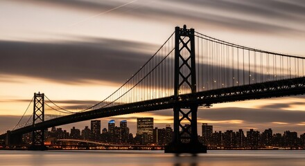 Fototapeta premium Twilight City Bridge