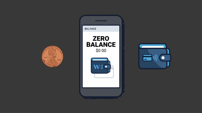 Zero balance on mobile phone.