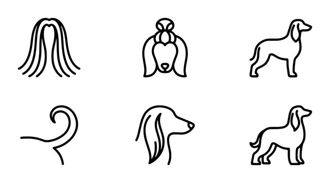 Minimalist Dog Icons Set, Elegant Greyhound Silhouettes, Breed Head Portraits, Vector Line Art Collection for Pet Lovers and Animal Graphics