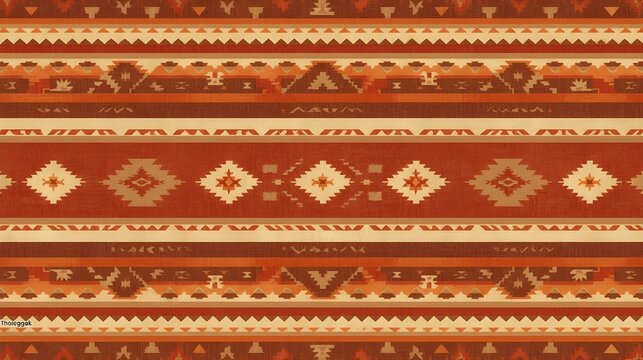 Aztec navajo style fabric texture design with colorful geometric borders background