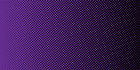 Halftone Pattern Background with Purple and Yellow Duo-tone Gradient,a dynamic halftone dot pattern with striking shades of dark purple and golden yellow. © aini