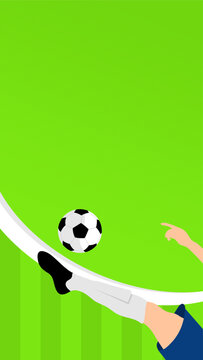 Soccer Player Kicking a Ball With Green Background Vector. Soccer football sport vector background template, modern sports design.