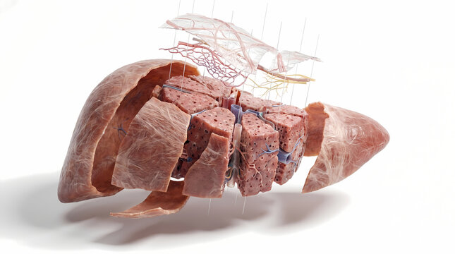 Anatomical Model of Human Lungs Showing Bronchial Trees and Blood Vessels