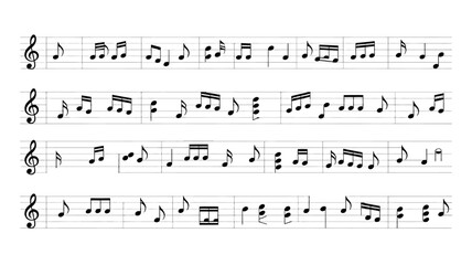 Fototapeta premium Sheet music of a classical piano melody with treble clef notation and simple rhythmic patterns