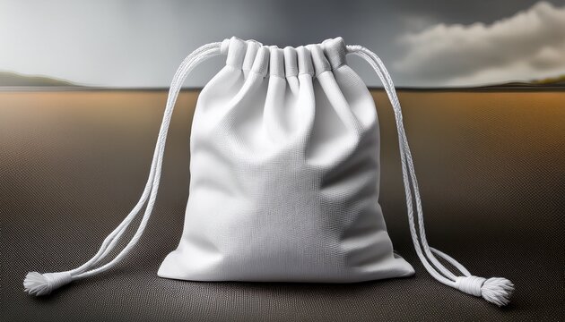white drawstring pouch