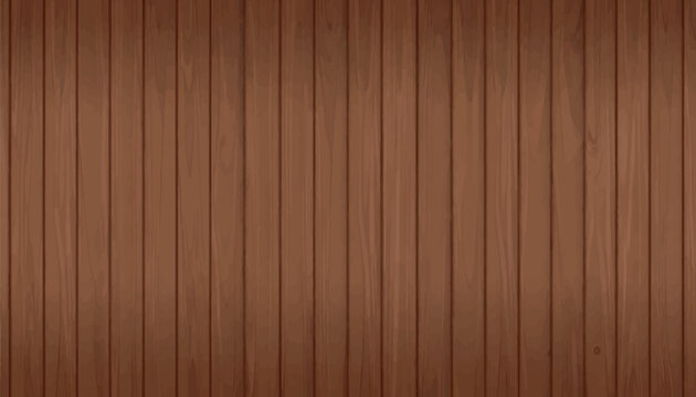 Brown wooden background vector illustration. Vertical wood planks texture with realistic grain and walnut shading. Rustic timber board pattern for warm, natural, and vintage design backdrops.