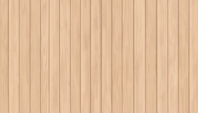 Beige wooden background vector illustration. Vertical light wood planks texture with realistic grain and pine shading. Rustic timber board pattern for Scandinavian, minimal, and design backdrops.