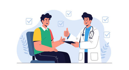 Fototapeta premium Doctor Patient Consultation Health Check Up Thumbs Up