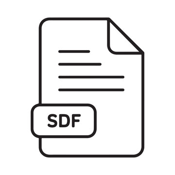 Document Icon With Sdf Label Black Line Art On White Background