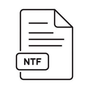Document Icon With Ntf Label Black Line Art On White Background