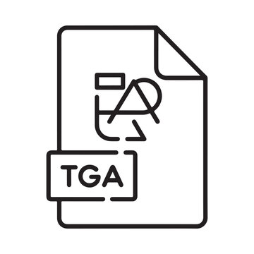 Tga File Format Icon Black Line Art On White Background